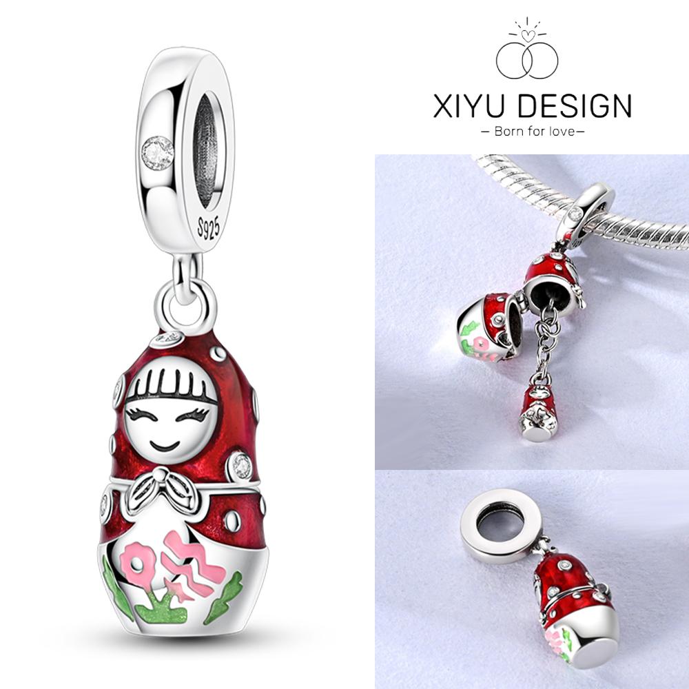 Copper Japanese Style Charms Openable Doll Bead Zircon Paper Crane Kimono Pendant Fit Original Bracelet Necklace Diy Jewelry