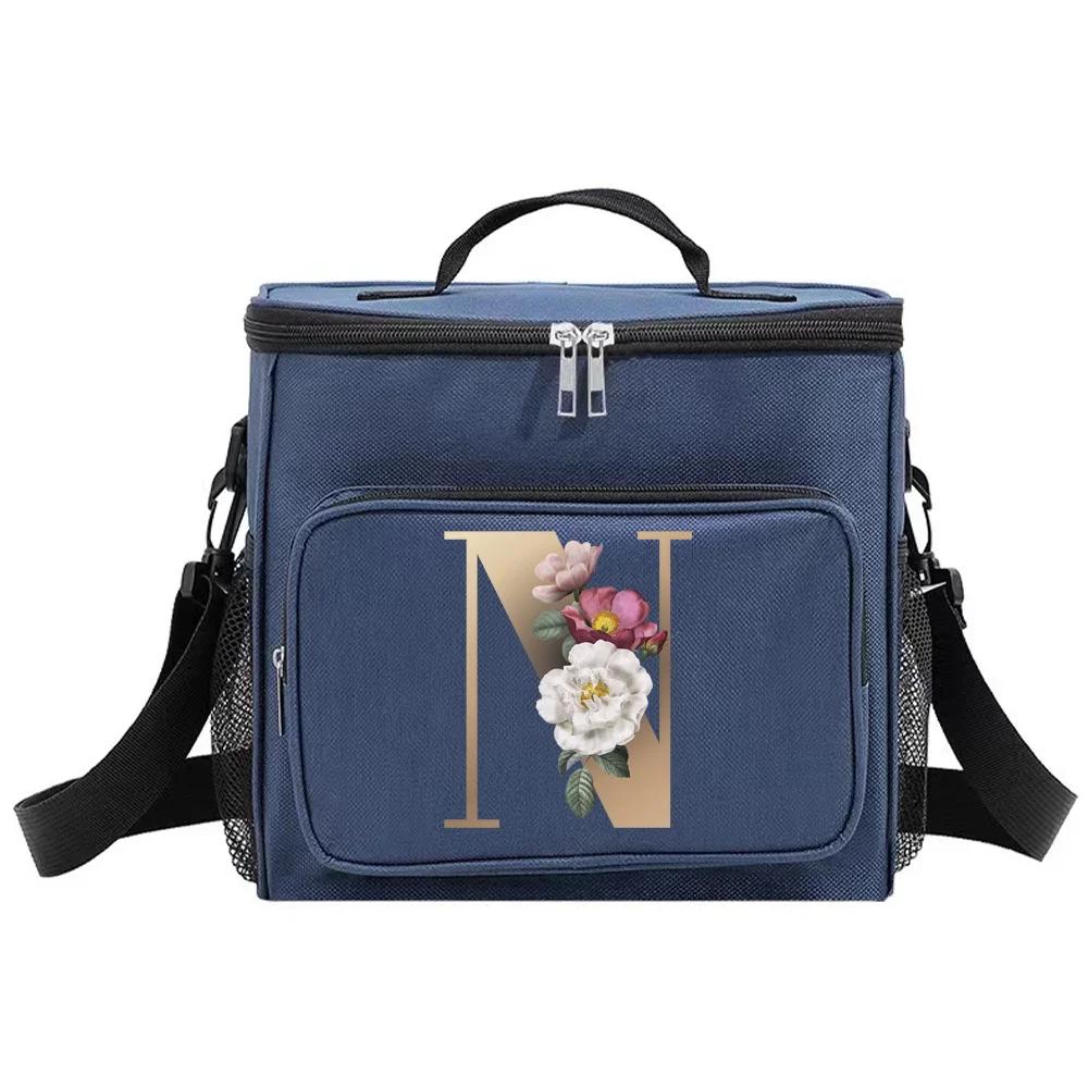 Lunch Bag Insulated Bags Cooler Box Thermal Organizer Handbag Camping Shoulder Storage Lunchbag for Men and Women Gold Series