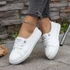 Minimalistische Damen-Low-Top-Sneaker - Runde Zehenpartie, Bequem, Lässige Outfits mit Weicher Sohle, Handwaschbare Low-Top-Sneaker für den täglichen Gebrauch