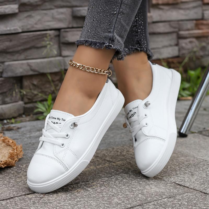 Minimalistische Damen-Low-Top-Sneaker - Runde Zehenpartie, Bequem, Lässige Outfits mit Weicher Sohle, Handwaschbare Low-Top-Sneaker für den täglichen Gebrauch