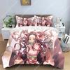 Kamado Nezuko Demon Slayer Conjunto de Cama Capa de Edredom Conjunto Colcha Fronha King Queen Full Single Size Roupa de Cama Meninos Adolescentes Presente