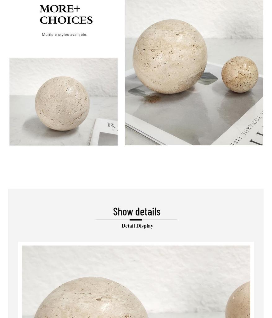 Mramorová kulatá koule - Minimalistická domácí dekorace do obývacího pokoje, na konferenční stolek, do ložnice a ke vchodu