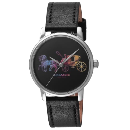 

Coach Grand Watch, 36mm, Women s, Black Dial, Stainless Steel, Mineral Glass, Quartz Movement, Water Resistant, 14503585