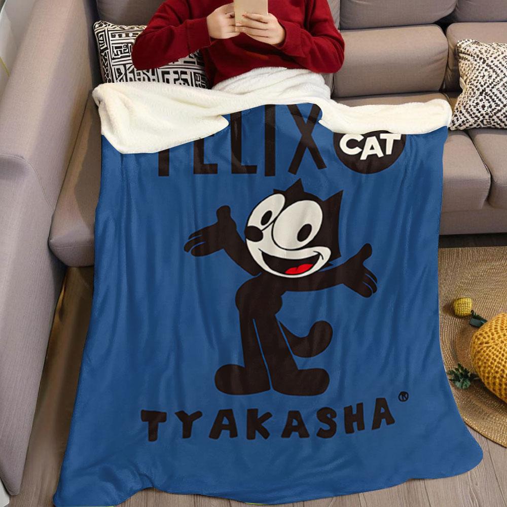Vintage Felix The Cat Cartoon Flannel Blanket Warm Soft Halloween Christmas Couch Warm Cozy Decorative Decor Gift for All Season