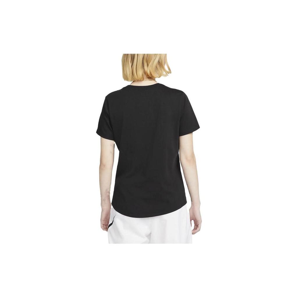 Nike Sportswear Logo Embroidered Crew Neck Short Sleeve T-Shirt Women T-Shirts Black DX7903-010