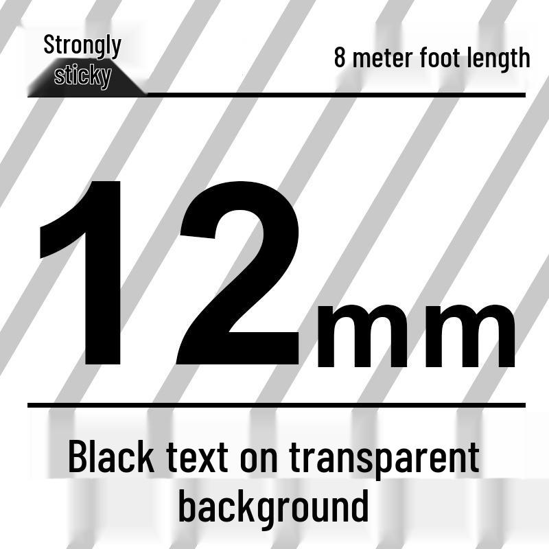 Compatível Fita para Rotulador Brother 12mm: PT-E100B/D210/D450/115B, Autoadesivo Laminado