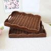 Imitation Rattan Food Serving Tray Rectangular Woven Decorative Platter  Remote Control