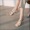 Fashion 2024Indoor  on Word Open Toe Off White Rivet Slides Outside Shoes for Women Sandals  Slippers Job with Free Shipping