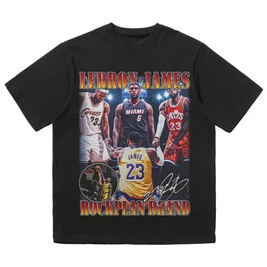 

2025 Summer Basketball Star James NBA Basketball Commemorative Men s and Women s T-shirt High Quality Man Female Cotton T-shirt XXXXXL чорний