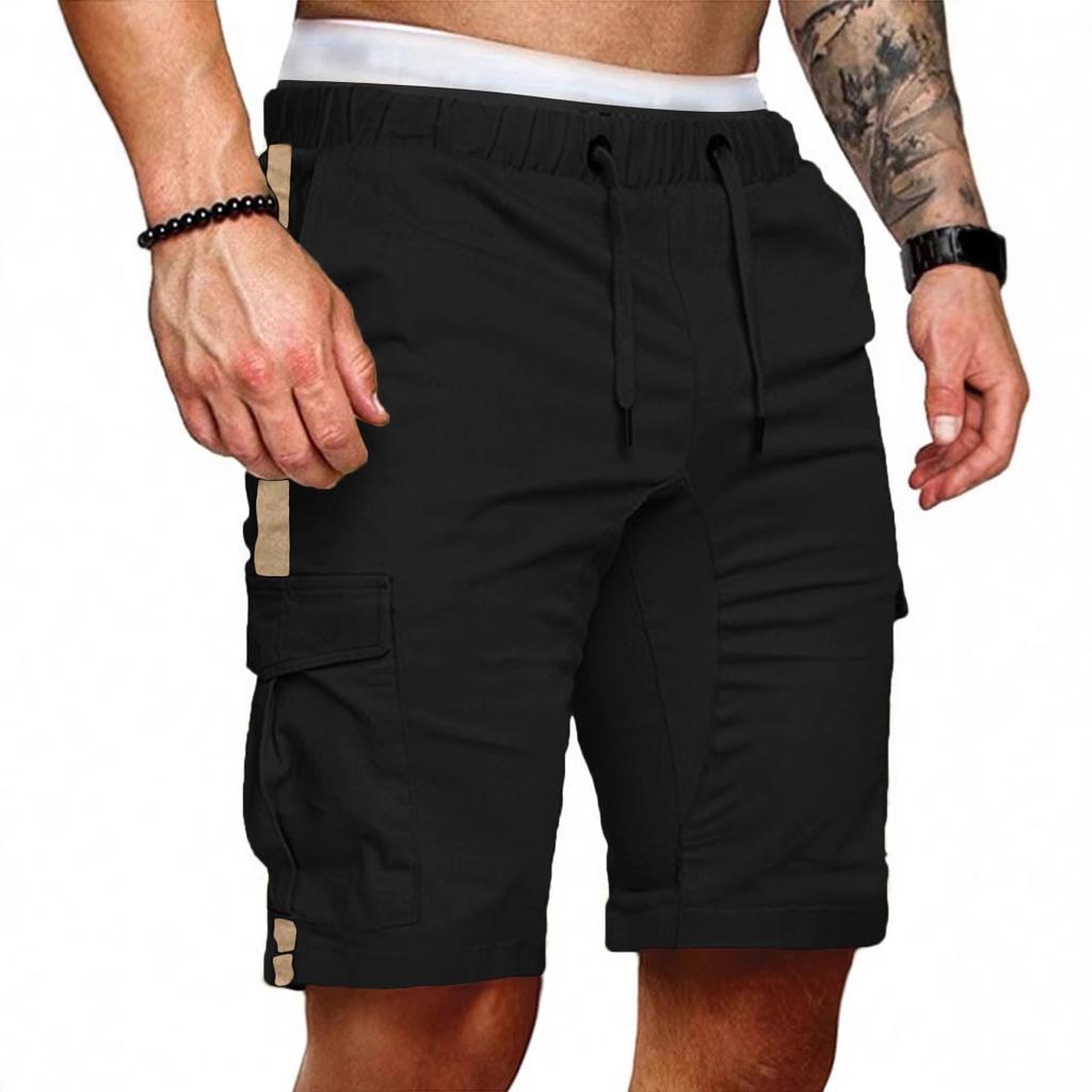 New Work Shorts Men'S Fall Splicing Solid Color Casual Sports Loose Straight Shorts Male