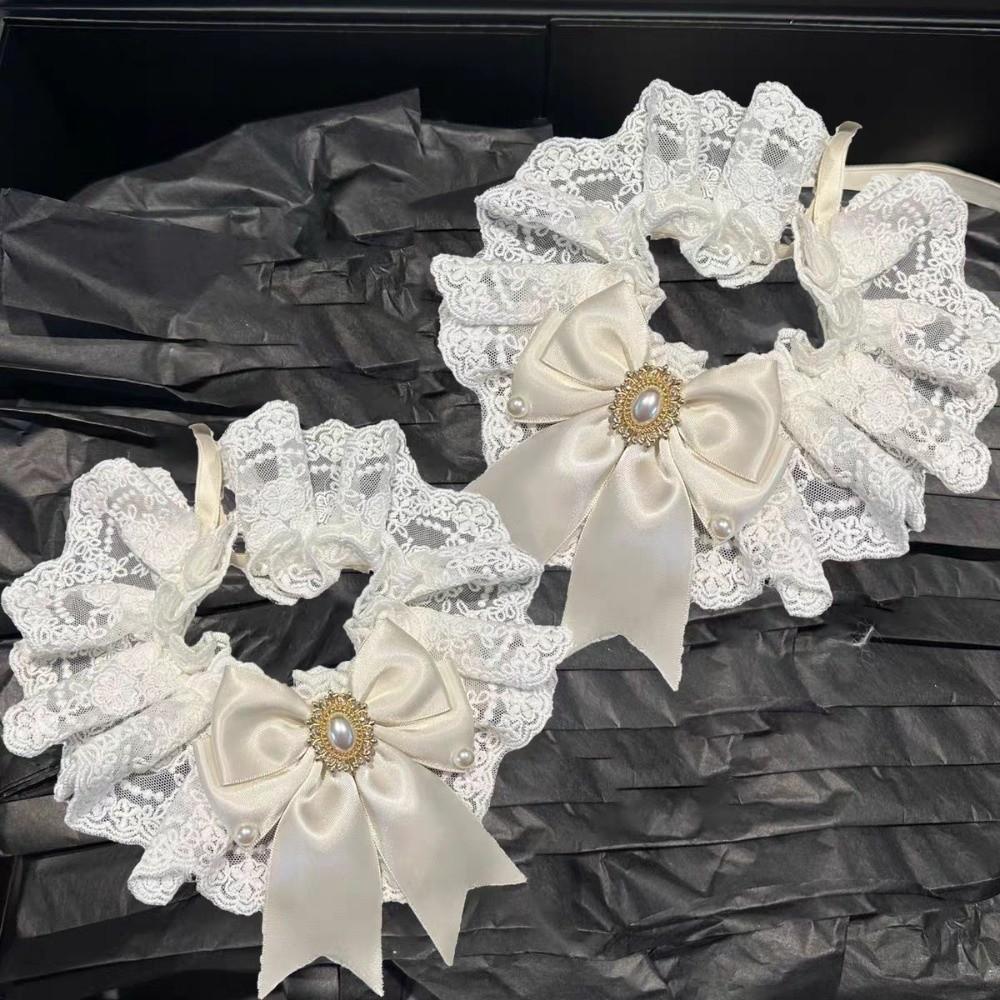 Durable Adjustable Cat Lace Bow Bib Sweet Decorative Cat Collar Dress Up Adorable Cat Scarf Photo Shooting