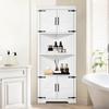 68" Corner Storage Cabinet with 4 Wooden Doors & Adjustable Shelves White