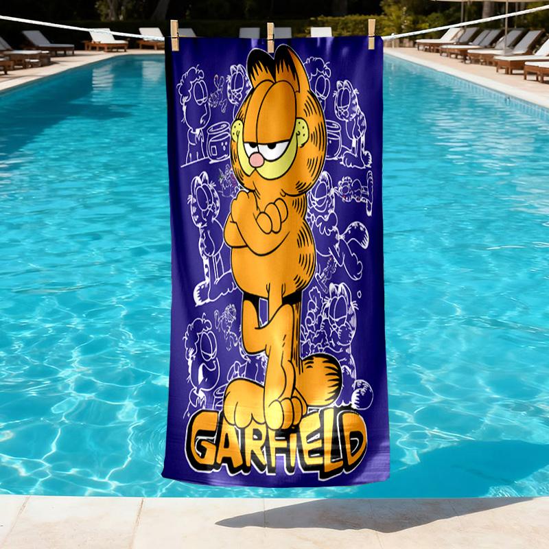Garfield Print Beach Towel Design, Soft, Lightweight. for Home Bathroom, Spa, Pool, Yoga, Surfing, Camping, Gift for Family, Friend