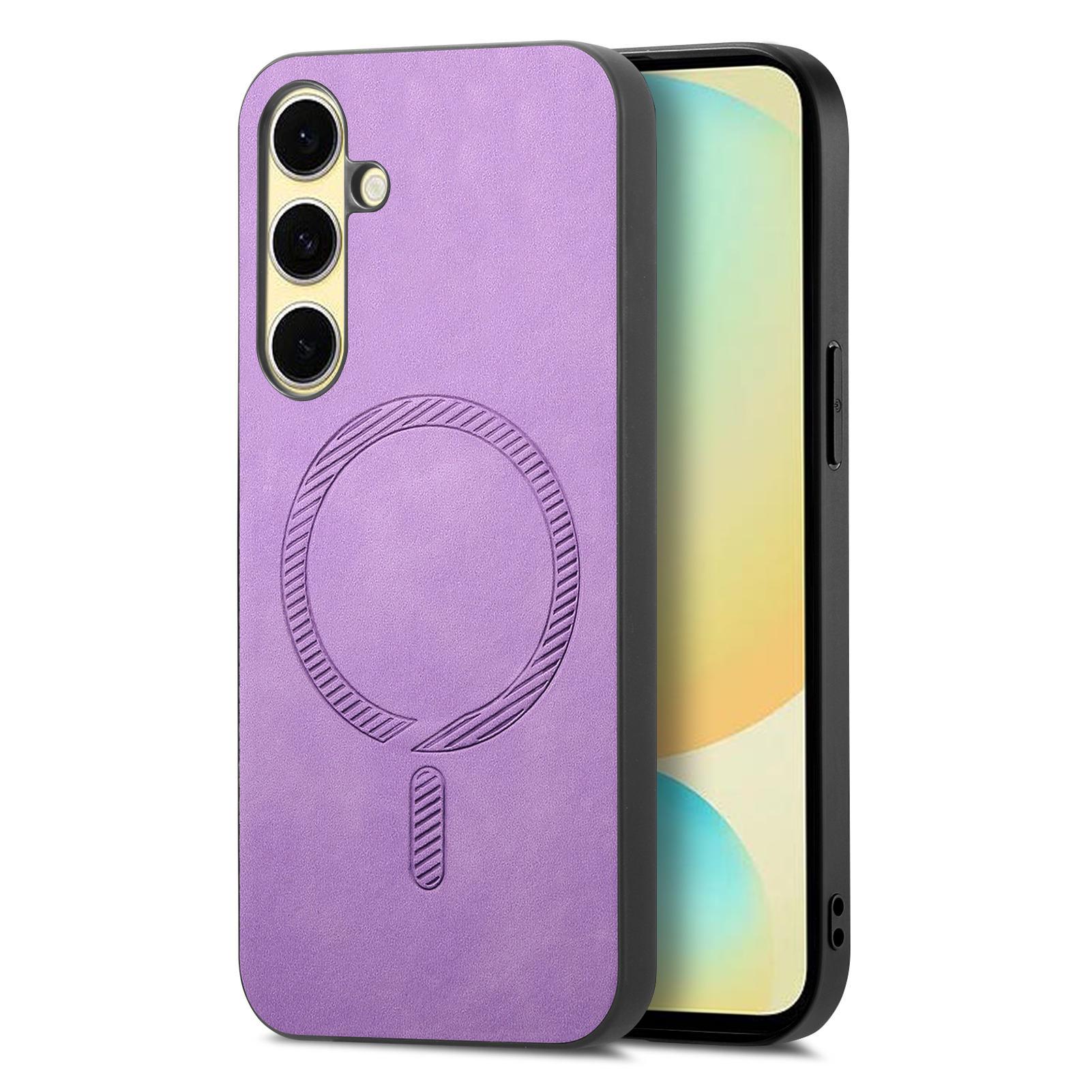 

For Samsung Galaxy A36 5G Leather Back Case Compatible with MagSafe Skin-Touch Phone Cover Purple