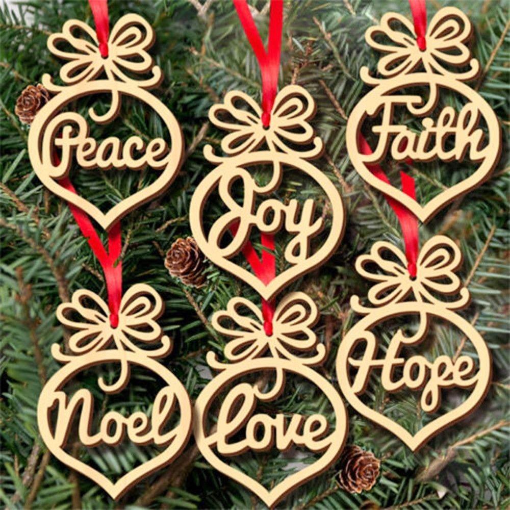 Dekorace Noel Love Hope Xmas Tree Závěsné Ozdoby Řemeslný přívěsek Vánoční Dřevěné Písmeno