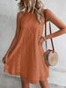 Lace Solid Color Sleeveless Button Neck Dress
