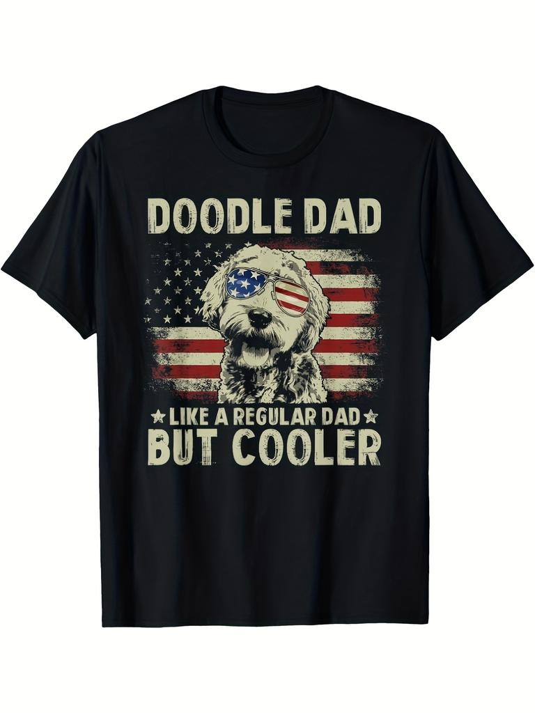 Vintage USA Flag Goldendoodle Doodle Dad Fathers Day Men T-Shirt Same Style for Men and Women 2025 Summer Short-sleeved