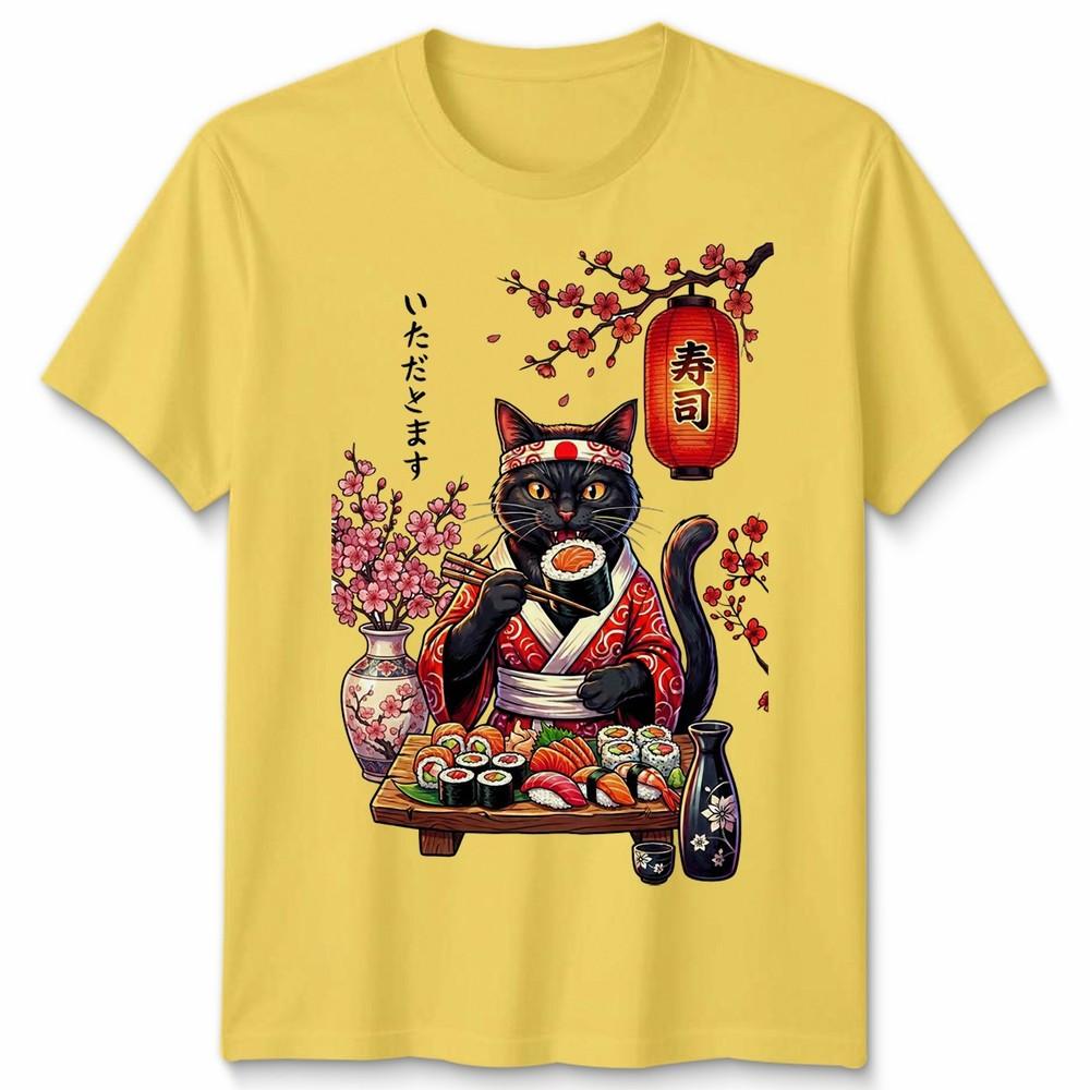 Japanese Sushi Cat Kitten Anime Unisexga Unisex T Shirt Unisexs Unisexs Tee