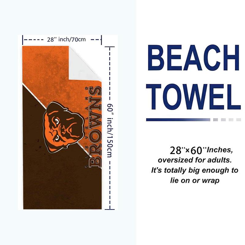 Cleveland Browns Logo Print Beach Towel, Large Soft Quick Dry Towel for Beach Camping Swimming