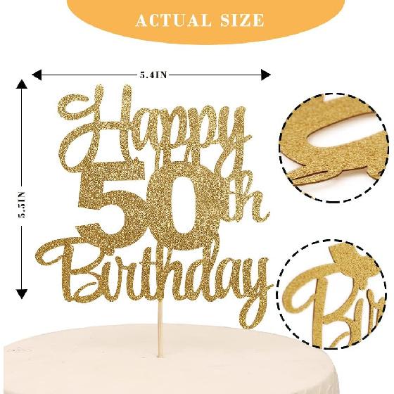 Happy 50th Birthday Cake Topper - 50th Birthday Decorations,50th Topper,50 Cake Party Decorations,50 Anniversary Decor