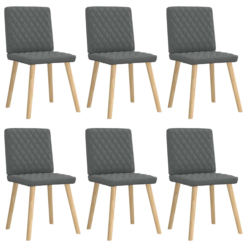 Dining Chairs 6 Pcs Dark Grey Fabric