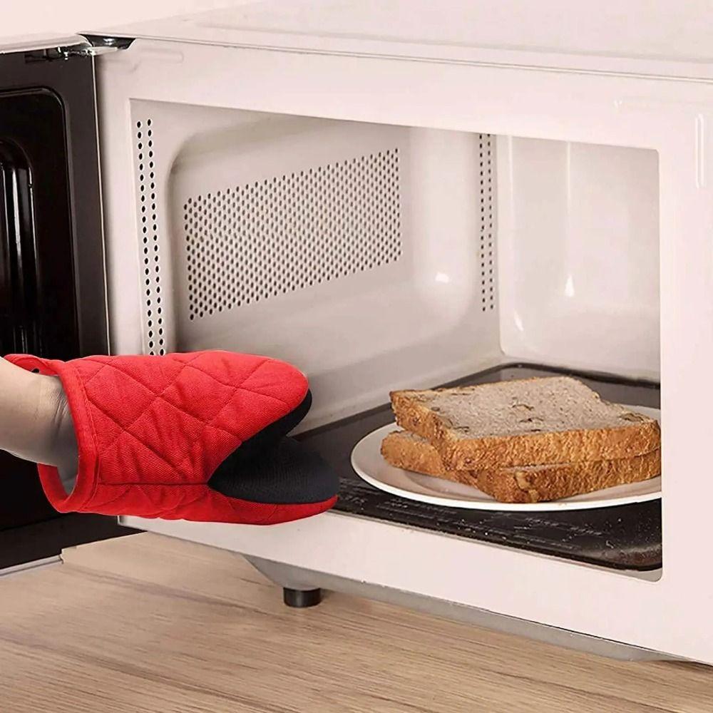 Heat Resistant Short Oven Gloves Non-slip Kitchen Microwave Mittens  Kitchen Accessories