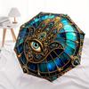 1pc StainedGlass Mandala Automatic Open/close Folding Compact Umbrella, 8-Rib Sturdy Canopy, Lightweight Portable, Everyday Use, Gift,124