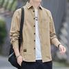 Men's Spring Autumn Long Sve Work irt Wear Resistant Large Size Simple American Sle Loose Fit Youth Faion Pure Color