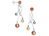 Silver Dangling Hoop Earrings with Amber, English Clasp, Silver