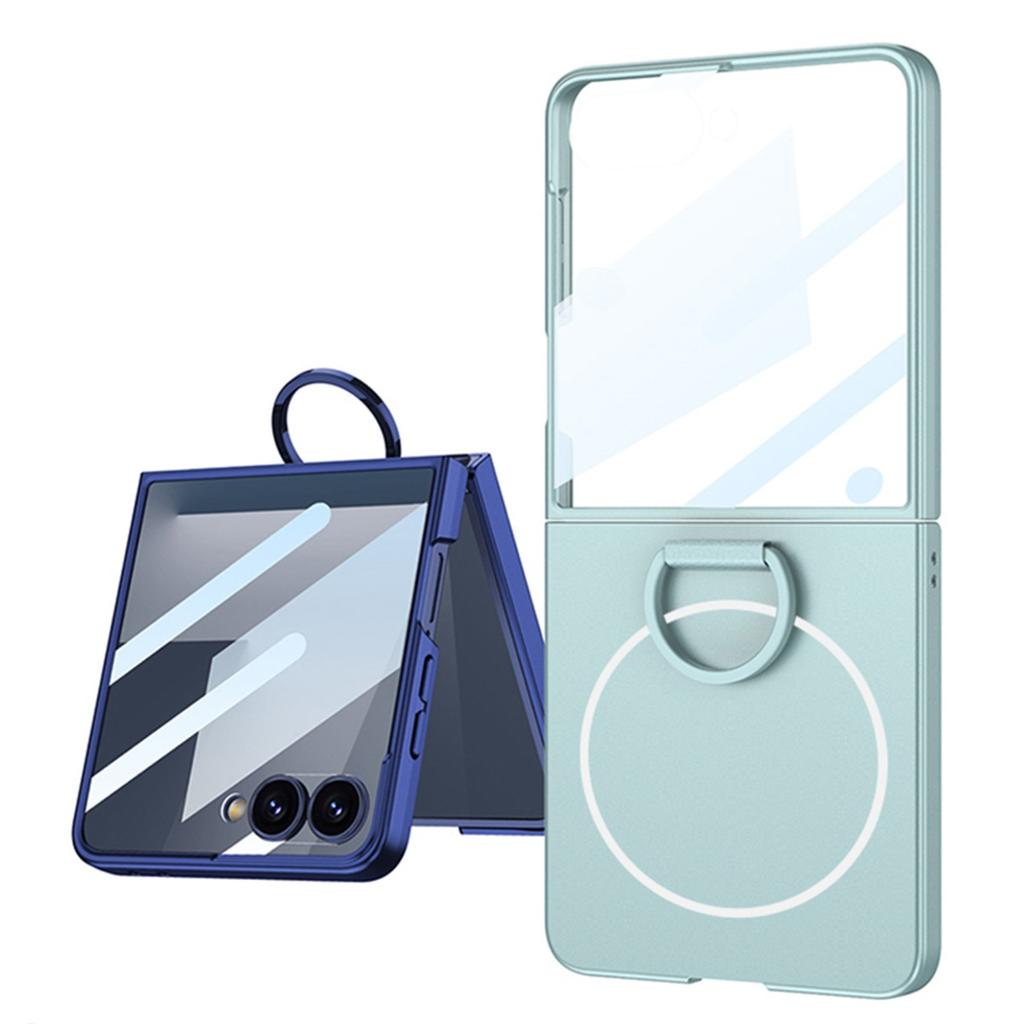 Luxury Slim Magsafe Phone Case for Samsung Galaxy Z Flip 7 Flip7 360 Built-in Screen Protector Full Protection Ring Holder Cover