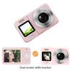 4K UHD 64MP Double Screen Digital Camera 18X Zoom Portable Pink for Students Travel Vloggings