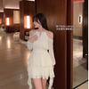 Summer French neck off-the-shoulder chiffon dress fairy coffee break skirt high-end seaside vacation tutu skirt