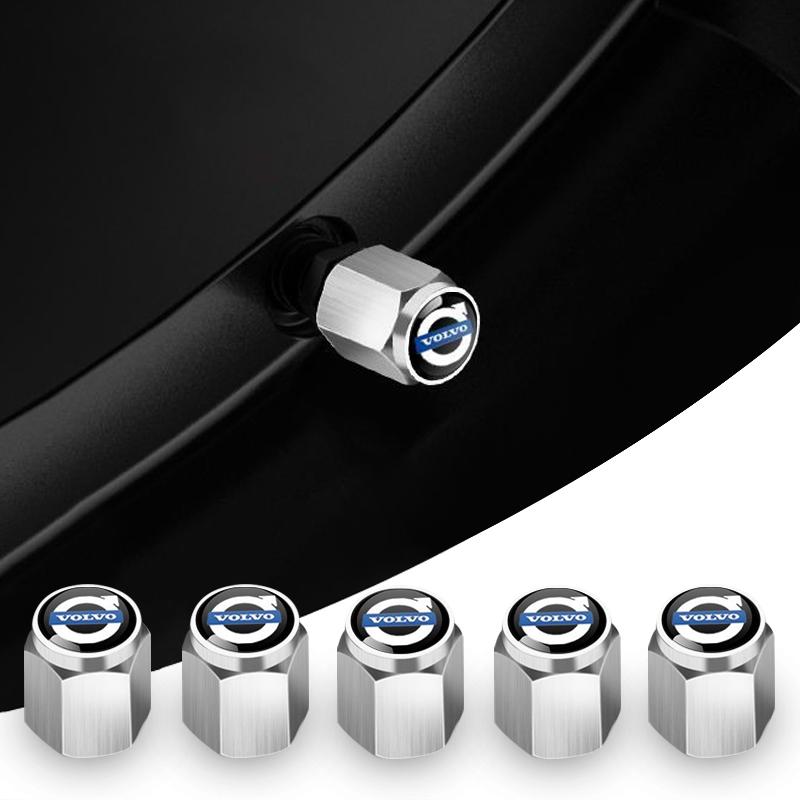 5 Piezas Tapas Metálicas para Válvulas de Neumáticos de Coche Cubierta Antipolvo Para Volvo XC60 XC90 S60 S90 V60 V90 XC40 C40 EX90 Accesorios