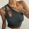Off-Shoulder Slim Fit Crop Top - Y2K Style Women's Sleeveless Hollow Tank for Summer 2025 European & American Fashion