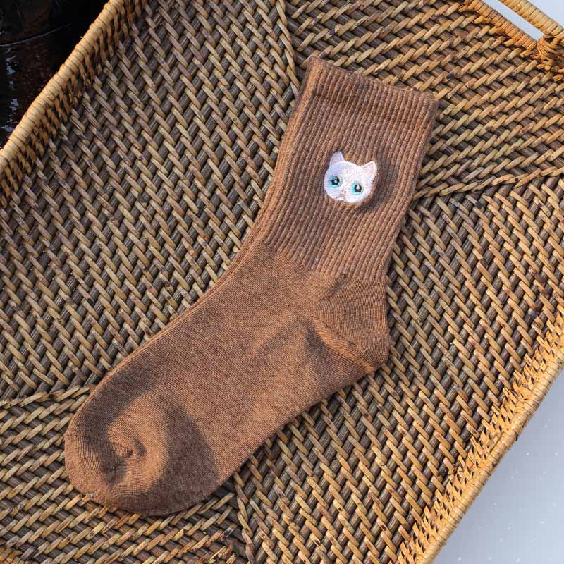 Warm Harajuku Cute Embroidery Animal Funny Socks Women Kawaii Japanese Skarpetki Socks Novelty Cotton Calcetines Mujer Sokken