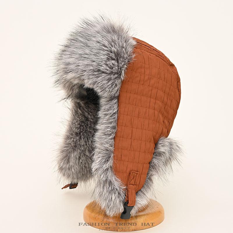 Long Hair Lei Feng Hat for Women In Winter Thick Velvet Warm and Cold Northeast Cotton Hat Outdoor Bicycle Ear Protection Flying Hat Men