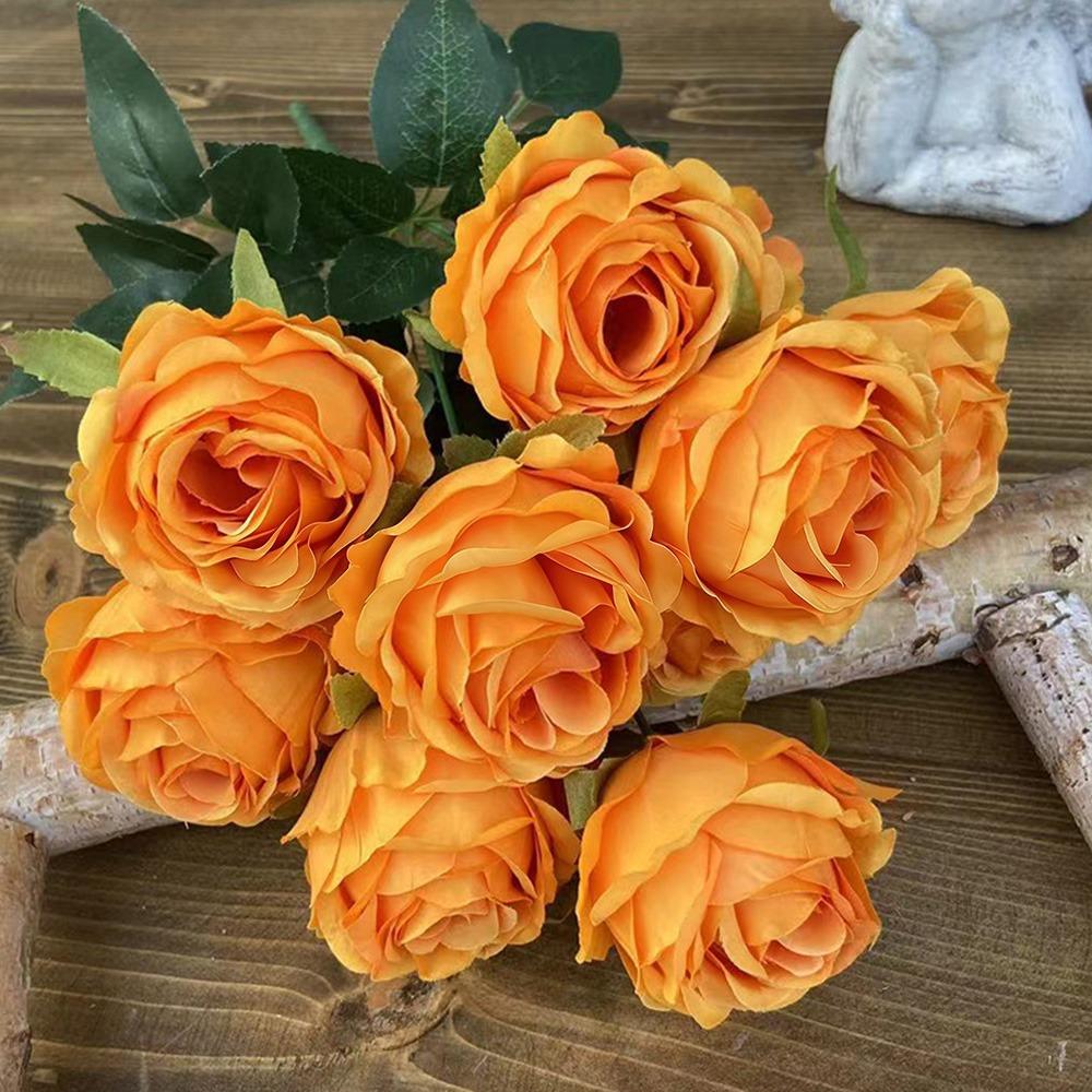 9 echte, fröhliche Mini-Fotografie-Geschenk-Seidenrosen in 10 Farben, gepresste Mini-Hochzeitstischblumen