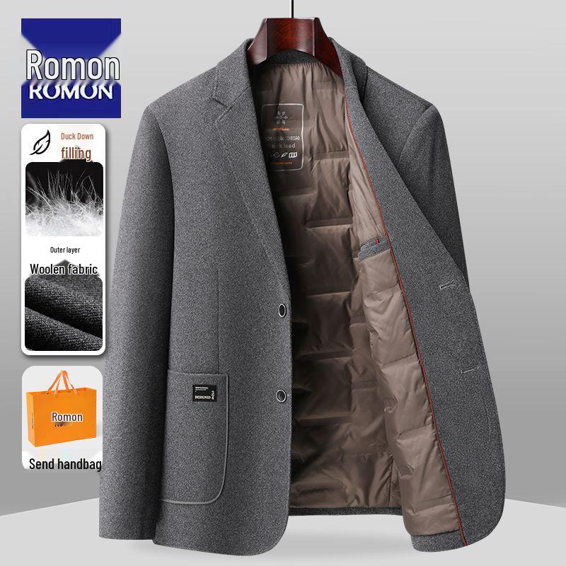 

LOMON 2025 Men s Woolen Down Suit: Warm, Stylish Outerwear for Autumn Winter 3XL: 160-180 lbs
