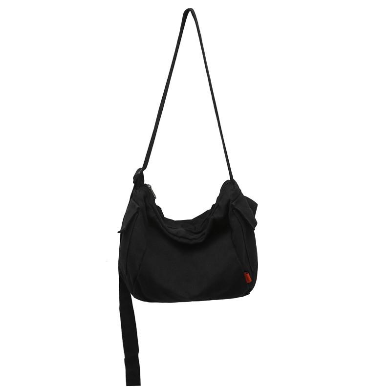 Denim Shoulder Bag For Men And Women With Zipper Pocket Urban Street Style College Casual