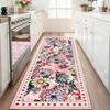 Vintage Floral Runner Rug Boho Flower Printed Long Floor Mat Anti Slip Easy Clean Kitchen Corridor Entryway Home Decor Ma