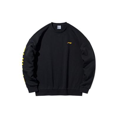 Li-Ning Lockerer Fleece Rundhals-Pullover Langarm-Sweatshirt Unisex-Sweatshirt Standard-Schwarz AWDP932-10