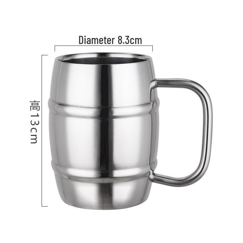 Double-Layer 304 Stainless Steel Mug: Pilsner, Milk, Coffee, Tea, or Kids' Drink with Handle