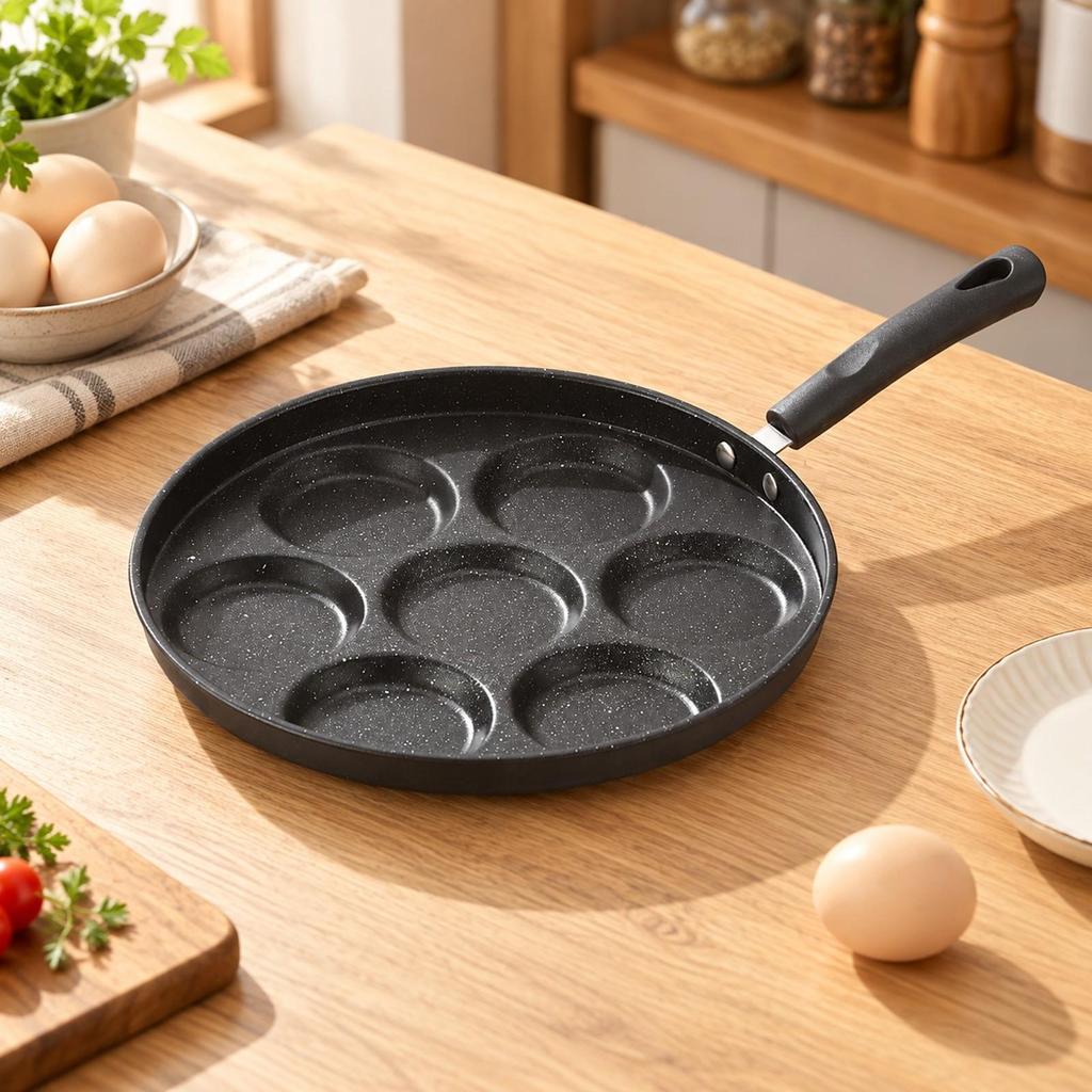 MultiCompartment Egg Skillet Nonstick Breakfast Pan with Compartments Divided Frying for