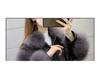 Korean Style Grey Faux Fur Batwing Sleeve Rivet Winter Coat for Women