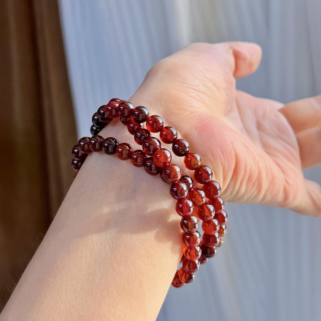 Natural Orange Garnet Multi-Circle Lazy Bracelet