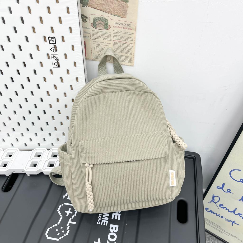 Schoolbag Corduroy Small Backpack Women's Fashion Spring New Japanese Ins Simple Versatile Travel Shopping Soft Girl Backpack