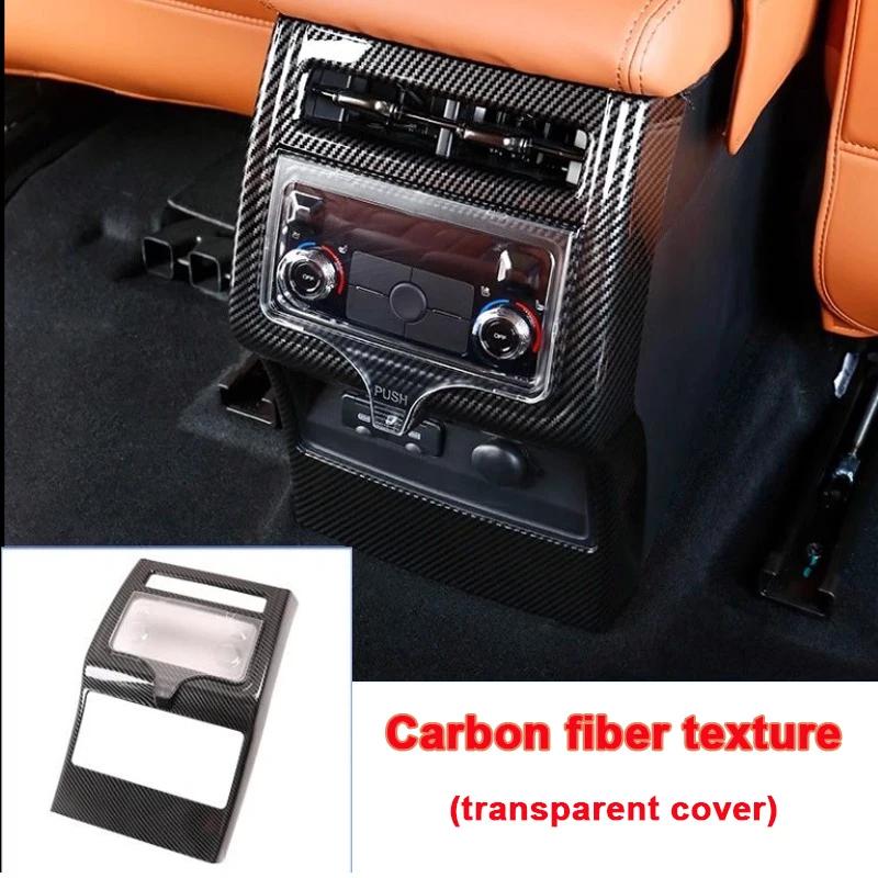 For GWM Haval H9 MKII 2024 2025 2026 Brown Carbon Wood Grain Rear Armrest Air Conditioner AC Vent Cover Anti Kick Hit Accessorie