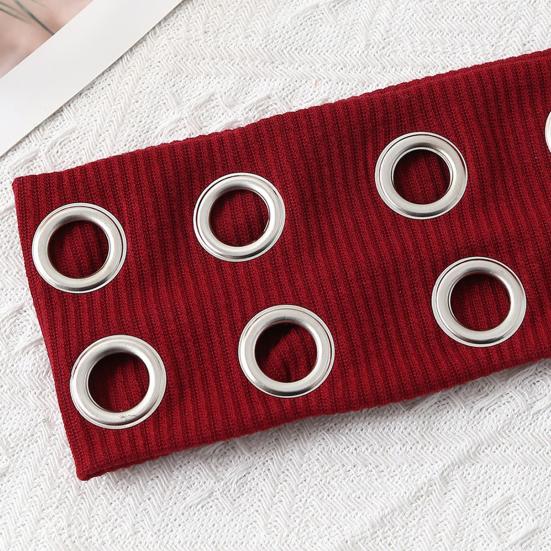 Fascia per Capelli da Donna Colore Puro Decorazioni con Fori Metallici Larga Fascia per Capelli Fascia per la Testa Casual da Palestra Accessorio per Capelli Elastico