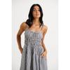 Women Sexy Loose Striped Suspender High Waist Slimming Commuting Midi Dress