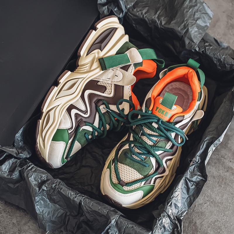 

2025 summer new ins men s shoes niche trend color matching dad shoes platform heightening casual sports shoes 44